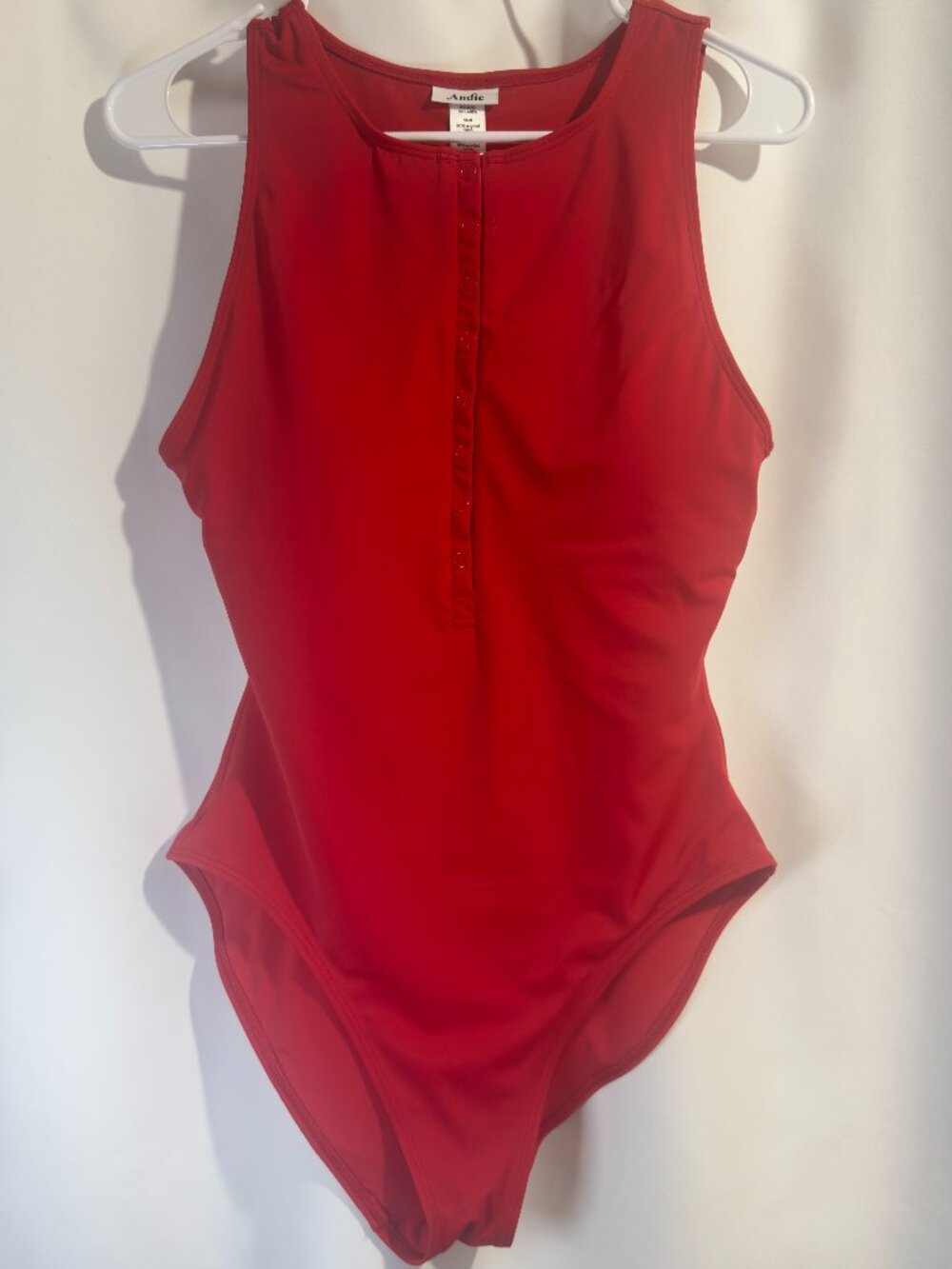 Andie Swim The Malibu One Piece Swimsuit Cherry Red Size L New with Tags Snaps